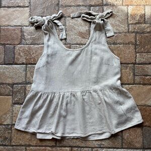 Entro Linen Blend Peplum Top Women’s Size L Beige Lightweight